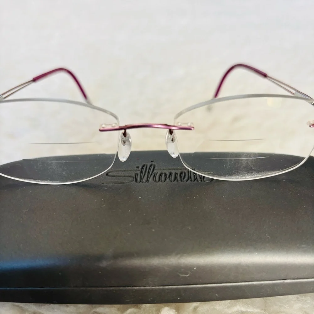 Silhouette Rimless Rose Gold/Burgundy 4299 40 6053 Eyeglasses Frame w/ Case